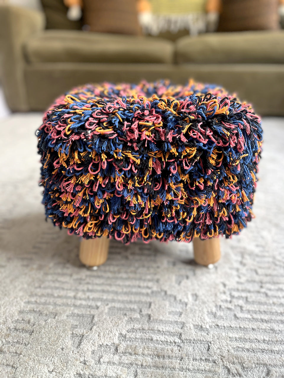 tufted footstool - shag 1