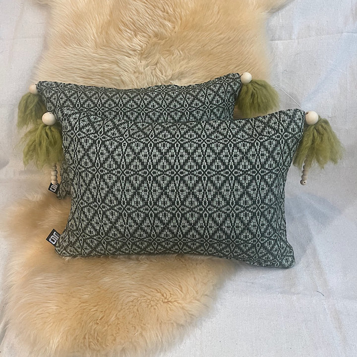 lumbar love handwoven pillow in 'bagatelle'