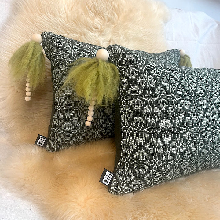 lumbar love handwoven pillow in 'bagatelle'