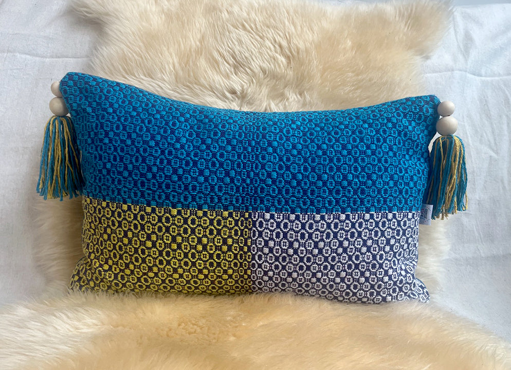 lumbar love handwoven pillow in 'trellis'