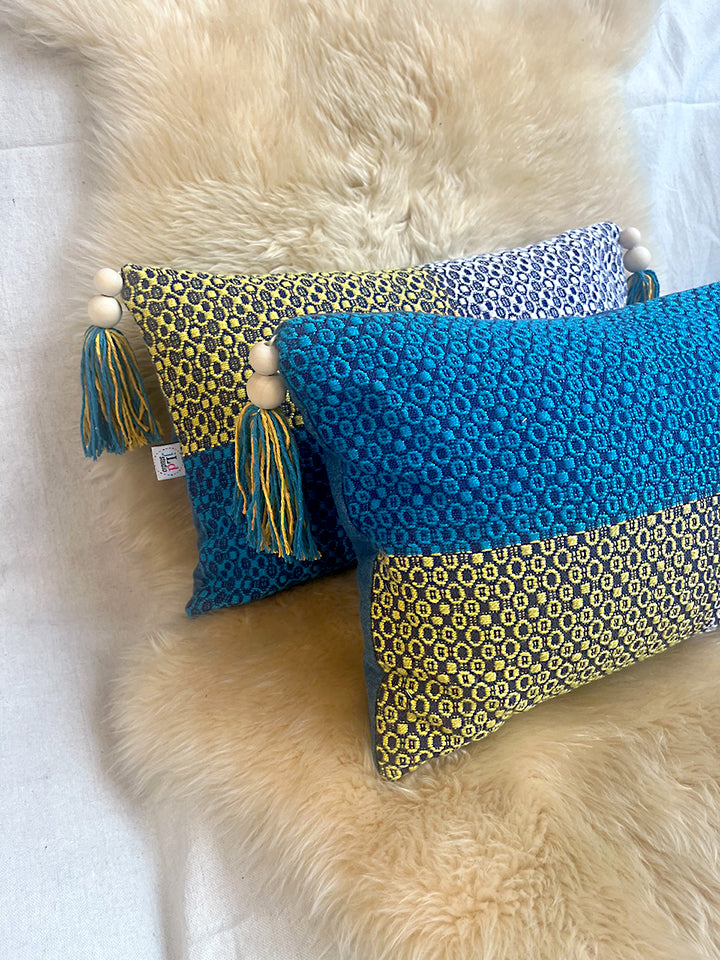 lumbar love handwoven pillow in 'trellis'