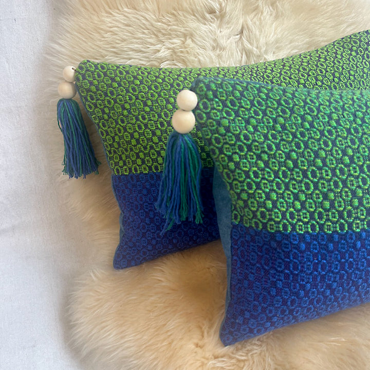 lumbar love handwoven pillow in 'trellis'