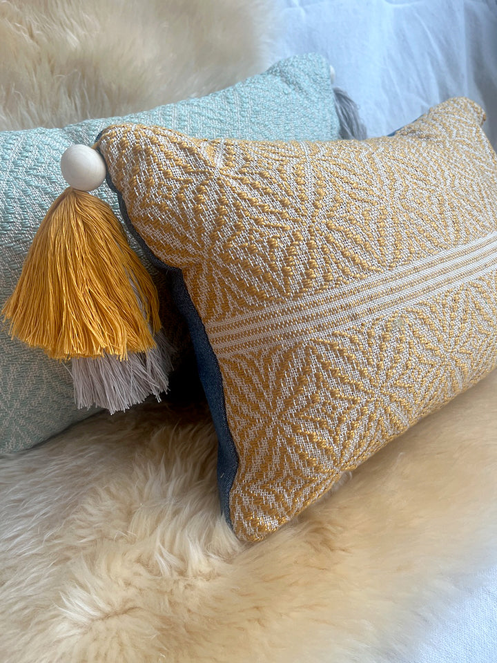 lumbar love handwoven pillow in 'estrellita'