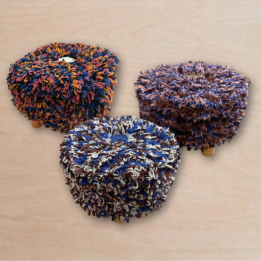 tufted shag footstools