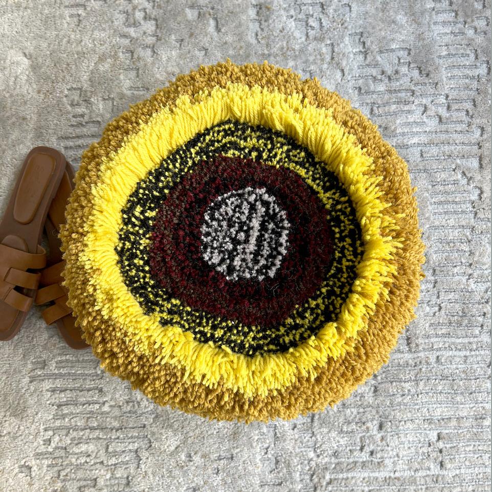 tufted footstool - sunflower