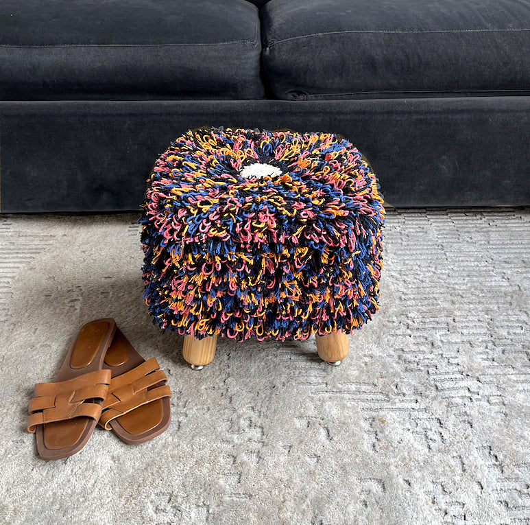 tufted footstool - shag 1