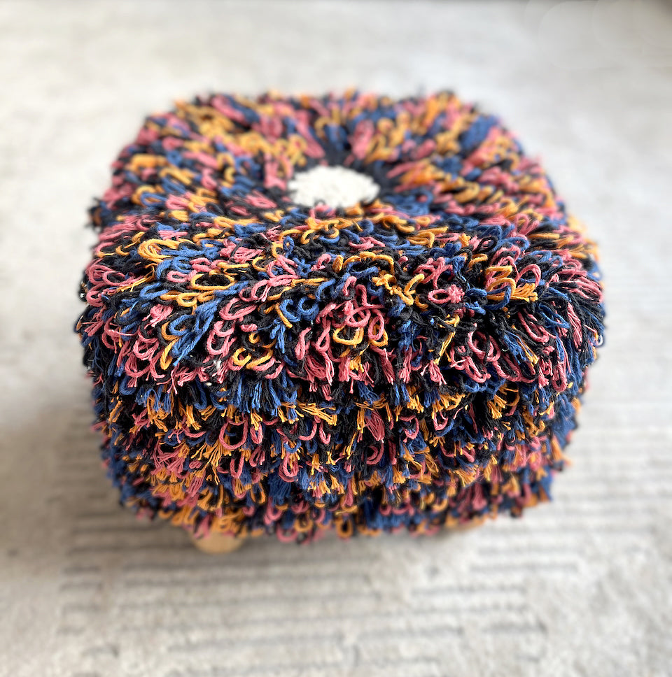 tufted footstool - shag 1